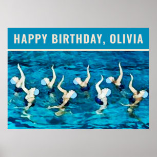 Swimmer Birthday Swimming Party Poster