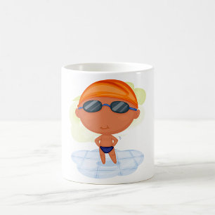 Swimmer Boy in Goggles and Swim Cap Coffee Mug