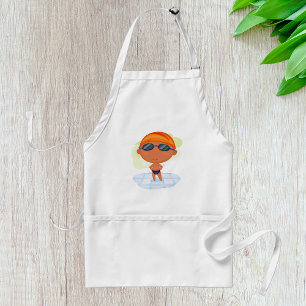Swimmer Boy in Goggles and Swim Cap Standard Apron