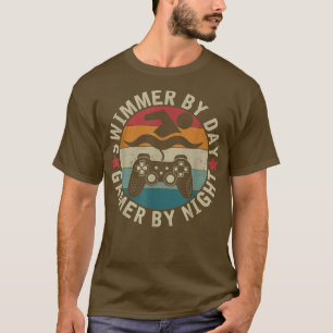 Swimmer By Day Gamer By Night Swimming Funny Swim T-Shirt