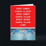 Swimmer Christmas Holiday Cards<br><div class="desc">Funny swimming-themed Christmas card featuring Santa swimmer and creative quote.</div>