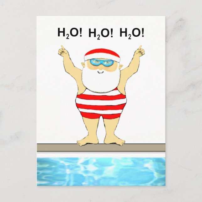 Swimmer Christmas Postcard (Front)