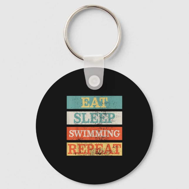 Swimmer Eat Sleep Swimming Repeat Funny Keychain (Front)