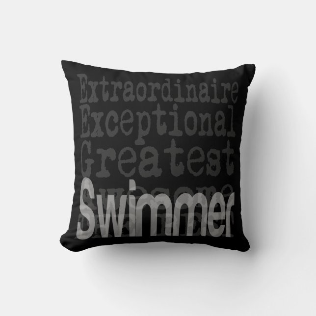 Swimmer Extraordinaire Throw Pillow (Front)