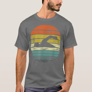 Swimmer Gifts Funny Retro Vintage Sunset Swim T-Shirt