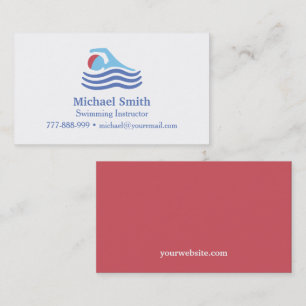 Swimmer Icon Swim Instructor Business Card