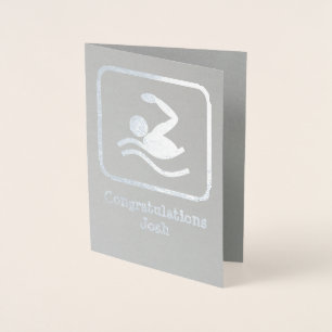 Swimmer in Silver - Upload a Photo and Customize Foil Card