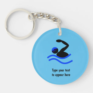 Swimmer logo - Swimming in googles - your text Keychain