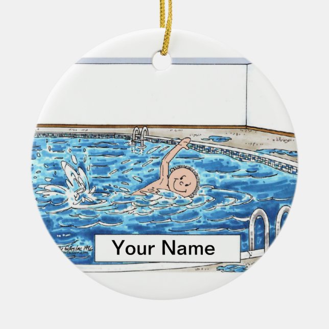Swimmer  Male Ceramic Ornament (Front)