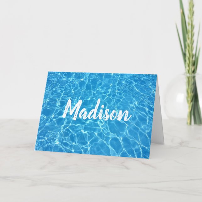 Swimmer or Swim Coach Cool Blue Pool Water Custom Card (Front)