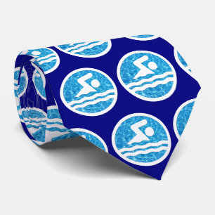 Swimmer or Swimming & Diving Coaches Swim Icon Tie