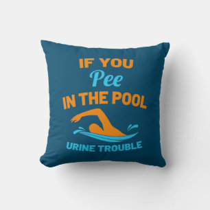Swimmer Pee In The Pool Throw Pillow