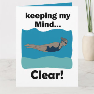 Swimmer Swimming Keeping My Mind Clear Pool Party Card