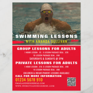 Swimmer, Swimming Lesson Advertising Flyer