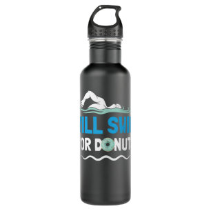 Swimmer Will Swim For Doughnuts Swimming Funny Swi 710 Ml Water Bottle
