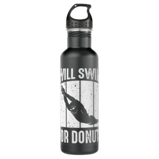 Swimmer Will Swim For Doughnuts Swimming Funny Swi 710 Ml Water Bottle