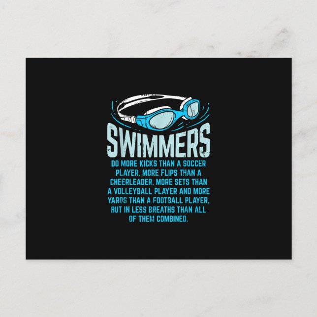 Swimmers Do More Kicks I Funny Gift Swimming Lover Postcard (Front)