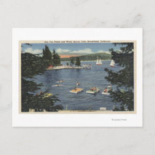 Swimmers Enjoying Floats & Sports Postcard