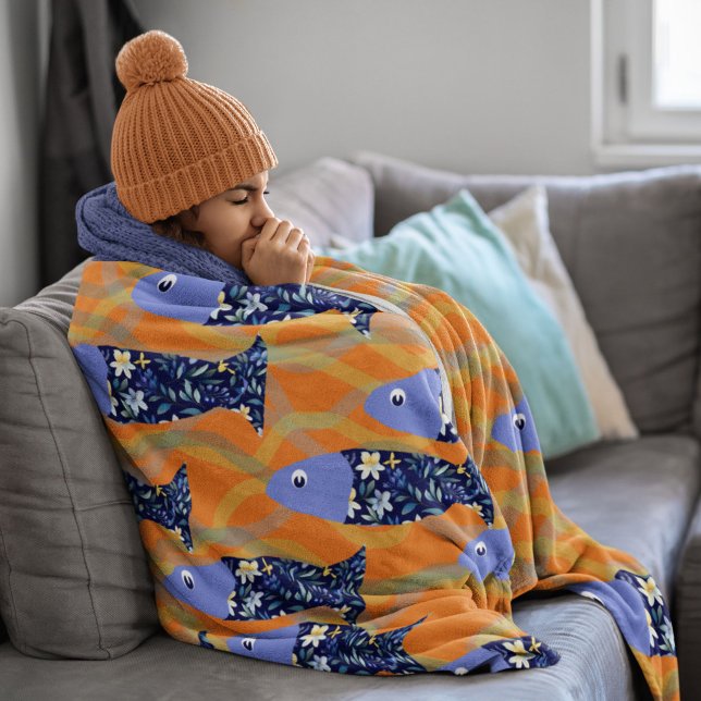 Swimmers nautical theme Swimming fish Fleece Blanket (Creator Uploaded)