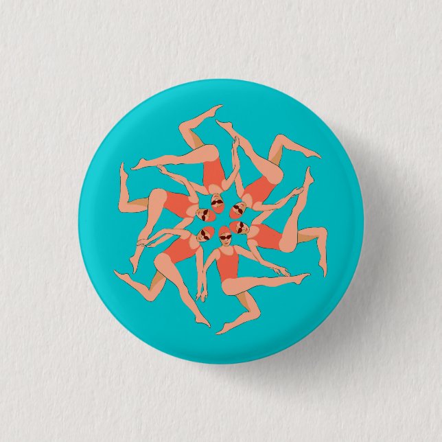 Swimmers - Synchronized Swimming Choreography   1 Inch Round Button (Front)
