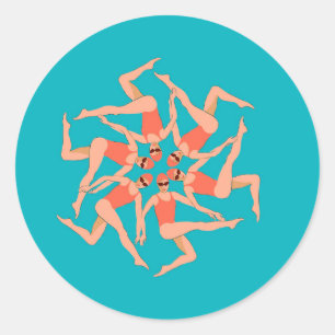 Swimmers - Synchronized Swimming Choreography   Classic Round Sticker