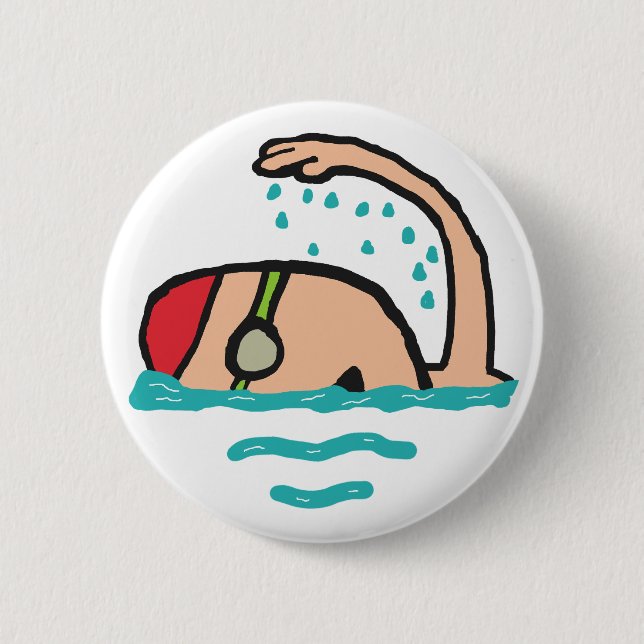 Swimming 2 Inch Round Button (Front)