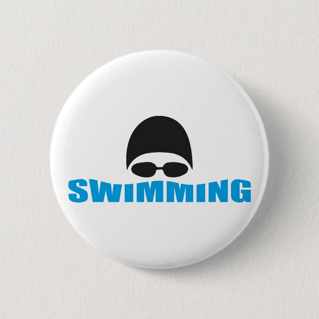 swimming 2 inch round button (Front)