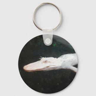 Swimming albino alligator colour photograph keychain