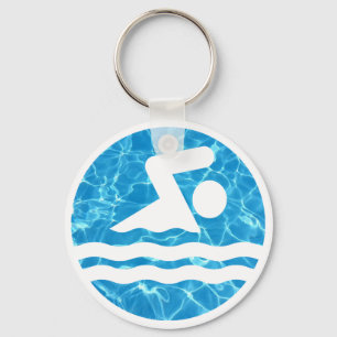 Swimming and Diving Pool Water Swim Icon Swimmer's Keychain