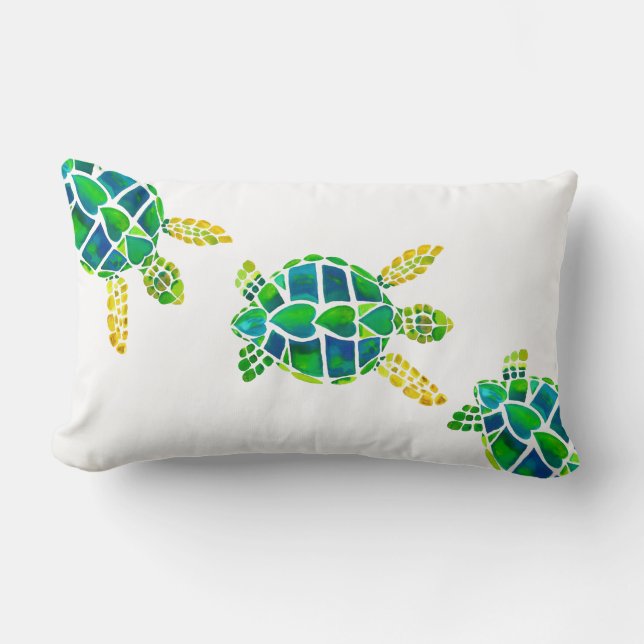 Swimming Baby Sea Turtles Lumbar Pillow (Front)