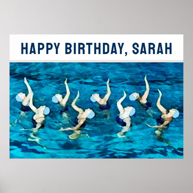 Swimming Birthday Party Poster (Front)