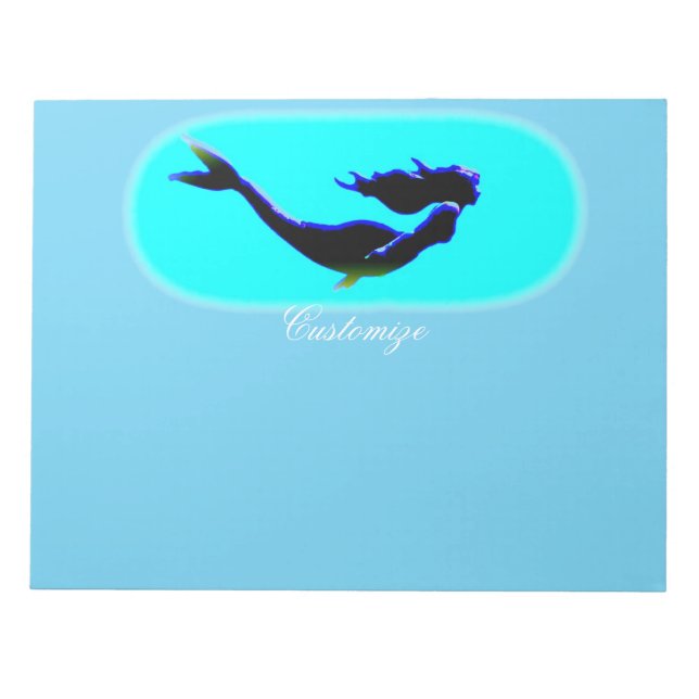 swimming black mermaid Thunder_Cove Notepad (Front)