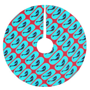 swimming black mermaids pattern brushed polyester tree skirt