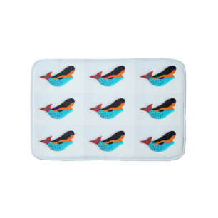 swimming blue mermaids  pattern bath mat