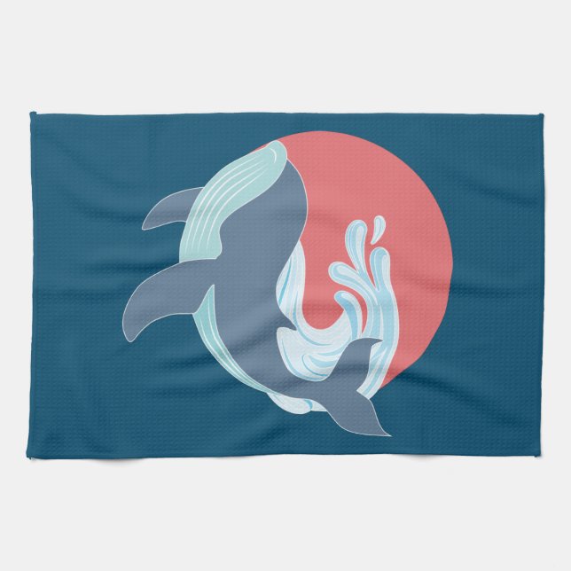  swimming blue whale  kitchen towel (Horizontal)