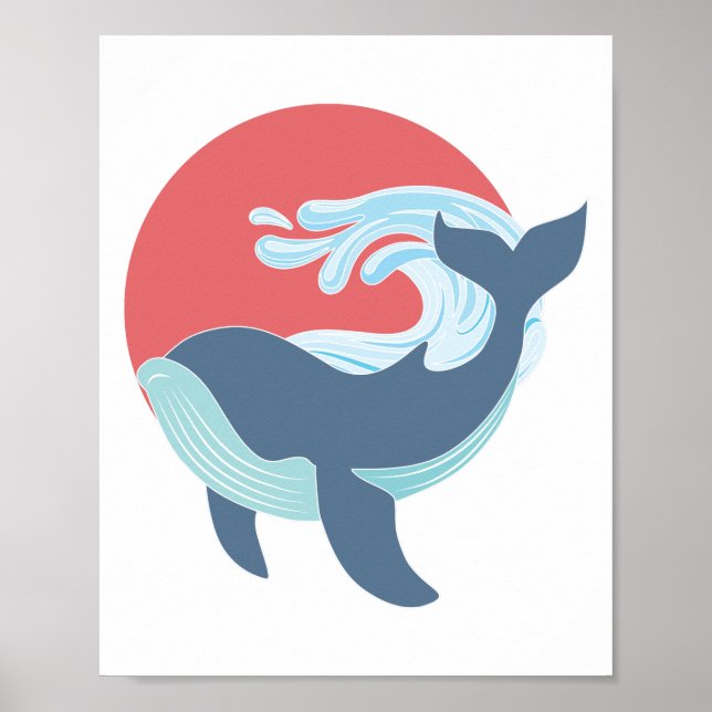  swimming blue whale poster (Front)