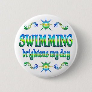 Swimming Brightens 2 Inch Round Button