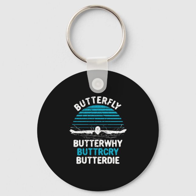 Swimming - Butterfly Butterwhy Keychain (Front)
