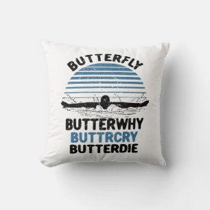 Swimming - Butterfly Butterwhy Swimming Gift Throw Pillow
