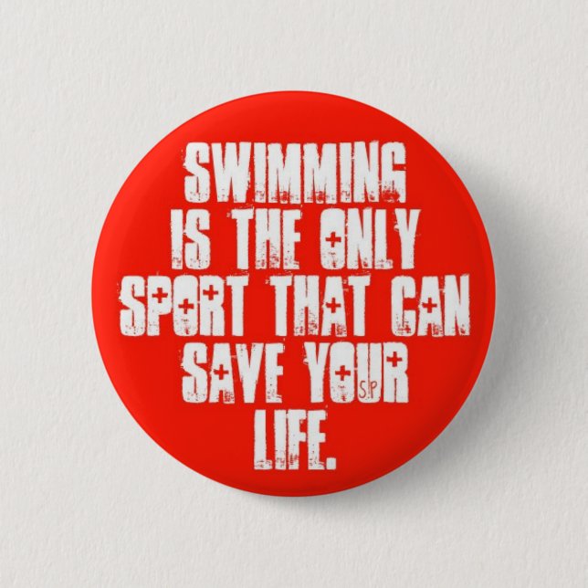 Swimming can save 2 inch round button (Front)