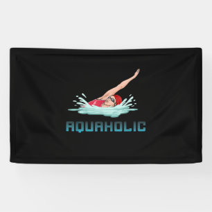Swimming Cap Goggles Swim Love Funny Swimmer Girl Banner