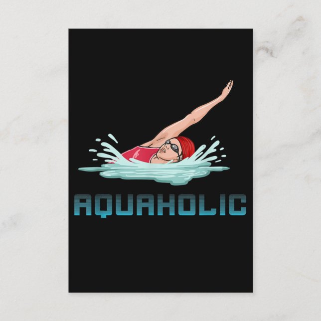 Swimming Cap Goggles Swim Love Funny Swimmer Girl Enclosure Card (Front)