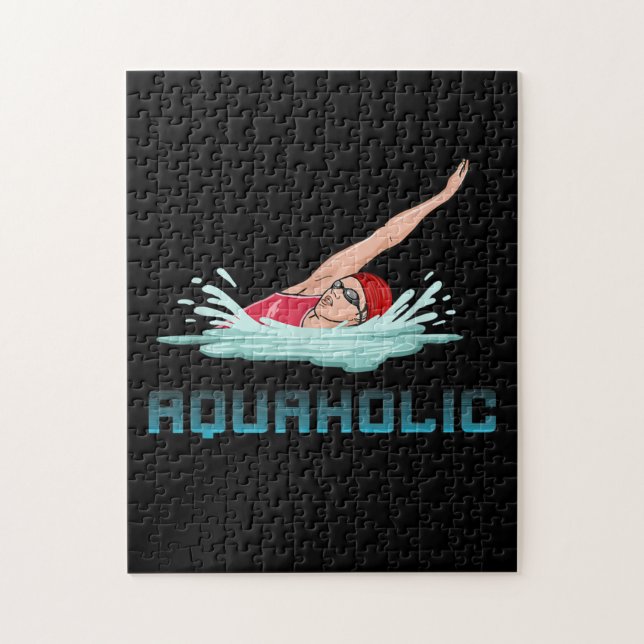 Swimming Cap Goggles Swim Love Funny Swimmer Girl Jigsaw Puzzle (Vertical)