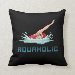 Swimming Cap Goggles Swim Love Funny Swimmer Girl Throw Pillow