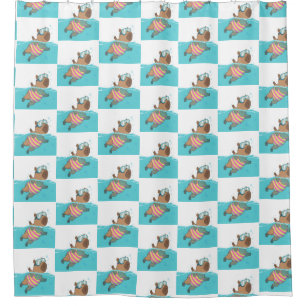 Swimming Capybara Curtain   Funny Animal Bathroom 