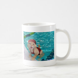 swimming cat coffee mug