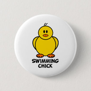 Swimming Chick 2 Inch Round Button