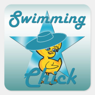 Swimming Chick #7 Square Sticker