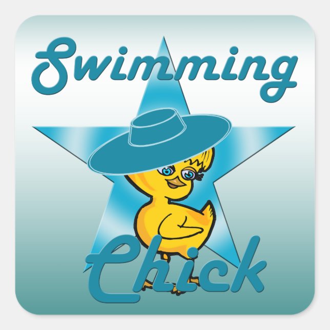 Swimming Chick #7 Square Sticker (Front)