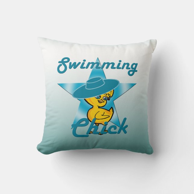 Swimming Chick #7 Throw Pillow (Front)